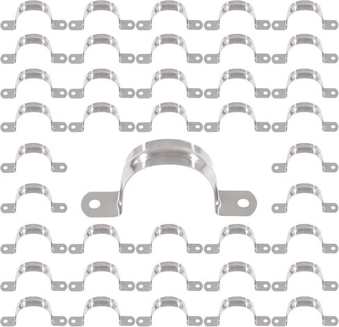 Swpeet 50Pcs 5/16"-8MM 2 Hole Strap U Bracket Tube Strap 304 Stainless Steel Pipe Strap Clamp Kit, Two Hole Snap On Pipe Strap Cable U Bracket Tube Strap Tension Clips for Fixing Pipe or Cable in Saudi Arabia