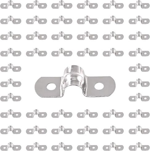 Swpeet 50Pcs 5/16"-8MM 2 Hole Strap U Bracket Tube Strap 304 Stainless Steel Pipe Strap Clamp Kit, Two Hole Snap On Pipe Strap Cable U Bracket Tube Strap Tension Clips for Fixing Pipe or Cable in Saudi Arabia