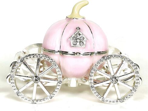 صندوق حلية على شكل قرع الأميرة سندريلا مرسومة يدويًا باللون الوردي، صندوق مجوهرات | تمثال مرسوم يدويًا وعرض المجوهرات المزخرفة وحامل ومنظم in Kuwait