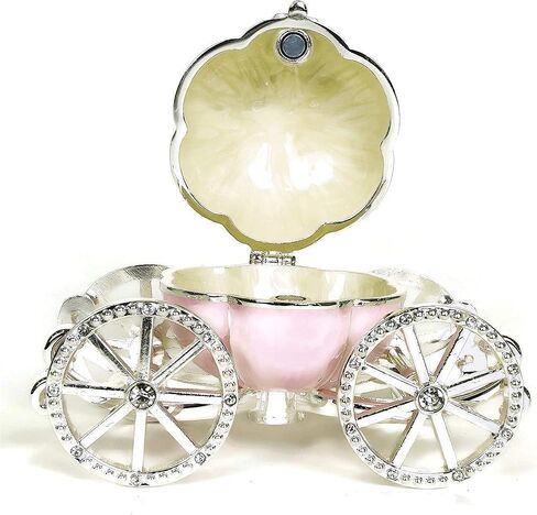 صندوق حلية على شكل قرع الأميرة سندريلا مرسومة يدويًا باللون الوردي، صندوق مجوهرات | تمثال مرسوم يدويًا وعرض المجوهرات المزخرفة وحامل ومنظم in Kuwait