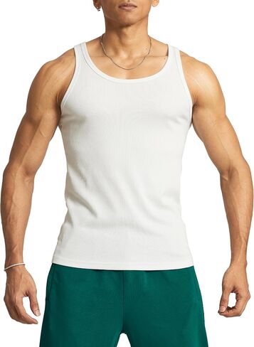 Ouber Men's Ribbed Gym Tank Top Fitness Workout Muscle Sleeveless Bodybuilding Shirt in Saudi Arabia
