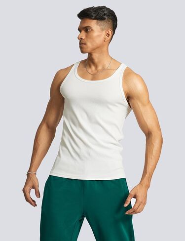 Ouber Men's Ribbed Gym Tank Top Fitness Workout Muscle Sleeveless Bodybuilding Shirt in Saudi Arabia