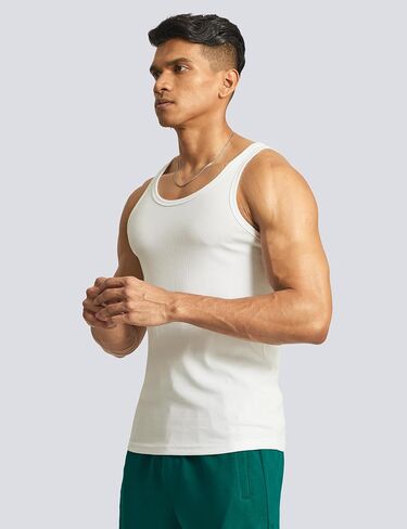 Ouber Men's Ribbed Gym Tank Top Fitness Workout Muscle Sleeveless Bodybuilding Shirt in Saudi Arabia