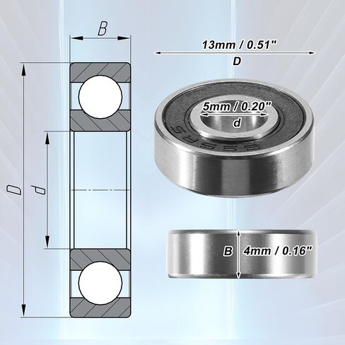 ACROPIX 695-2RS Bearings Double Rubber Sealed Deep Groove Ball Bearings 5x13x4mm Silver Tone - Pack of 2 in Saudi Arabia