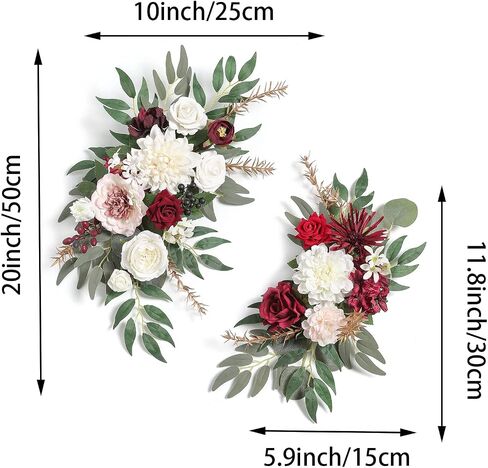 Artificial Wedding Arch Flowers Swag Set of 2 for DIY Fall Wedding Welcome Ceremony Sign Backdrop Sweetheart Table Chair Home Decoration(Orange) in Saudi Arabia