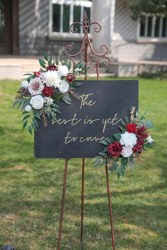 Artificial Wedding Arch Flowers Swag Set of 2 for DIY Fall Wedding Welcome Ceremony Sign Backdrop Sweetheart Table Chair Home Decoration(Orange) in Saudi Arabia