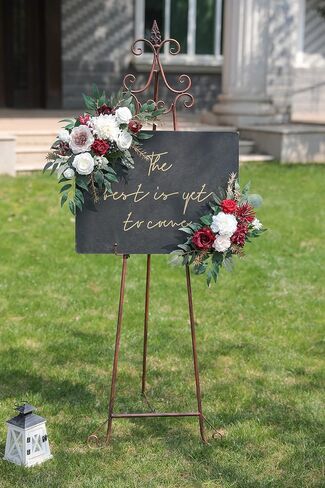 Artificial Wedding Arch Flowers Swag Set of 2 for DIY Fall Wedding Welcome Ceremony Sign Backdrop Sweetheart Table Chair Home Decoration(Orange) in Saudi Arabia