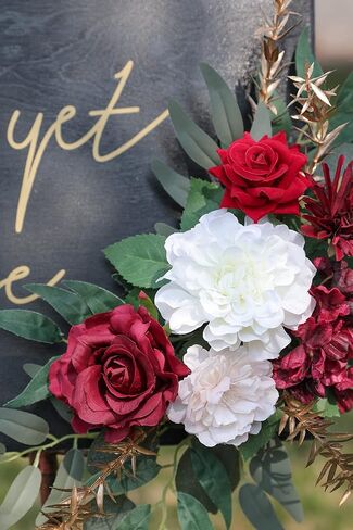 Artificial Wedding Arch Flowers Swag Set of 2 for DIY Fall Wedding Welcome Ceremony Sign Backdrop Sweetheart Table Chair Home Decoration(Orange) in Saudi Arabia