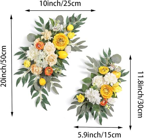 Artificial Wedding Arch Flowers Swag Set of 2 for DIY Fall Wedding Welcome Ceremony Sign Backdrop Sweetheart Table Chair Home Decoration(Orange) in Saudi Arabia