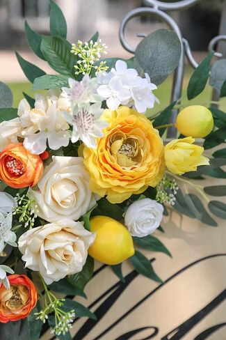 Artificial Wedding Arch Flowers Swag Set of 2 for DIY Fall Wedding Welcome Ceremony Sign Backdrop Sweetheart Table Chair Home Decoration(Orange) in Saudi Arabia