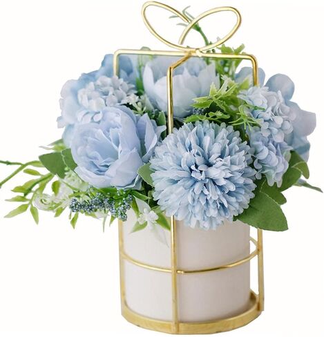 KIRIFLY Fake Artificial Flowers in Vase Faux Peony Silk Hydrangea Flower Centerpieces Décor for Wedding Table Decoration(Pink in Gold) in Saudi Arabia