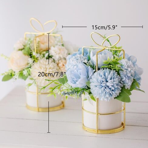 KIRIFLY Fake Artificial Flowers in Vase Faux Peony Silk Hydrangea Flower Centerpieces Décor for Wedding Table Decoration(Pink in Gold) in Saudi Arabia