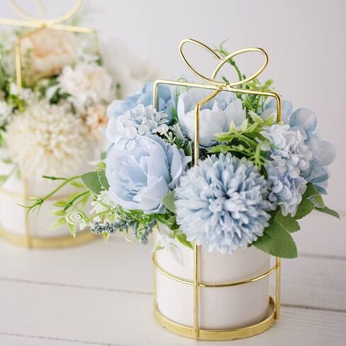 KIRIFLY Fake Artificial Flowers in Vase Faux Peony Silk Hydrangea Flower Centerpieces Décor for Wedding Table Decoration(Pink in Gold) in Saudi Arabia