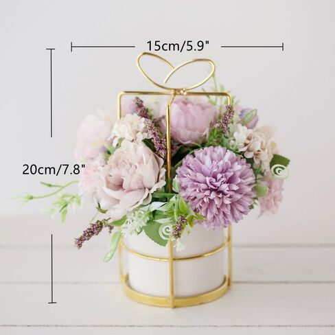 KIRIFLY Fake Artificial Flowers in Vase Faux Peony Silk Hydrangea Flower Centerpieces Décor for Wedding Table Decoration(Pink in Gold) in Saudi Arabia
