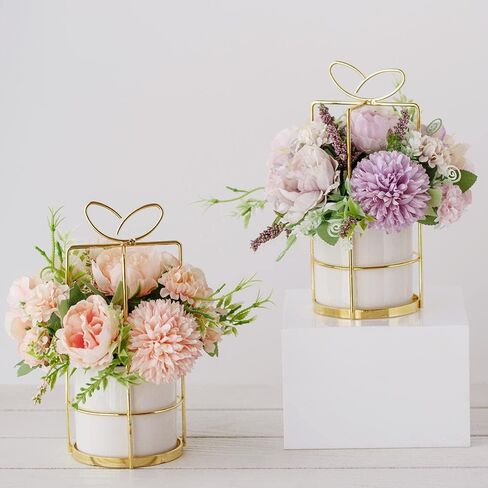 KIRIFLY Fake Artificial Flowers in Vase Faux Peony Silk Hydrangea Flower Centerpieces Décor for Wedding Table Decoration(Pink in Gold) in Saudi Arabia