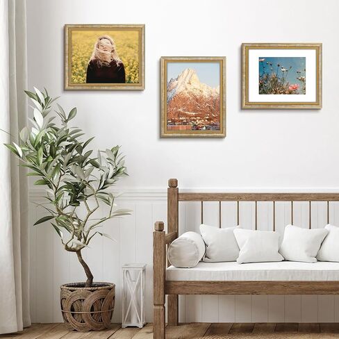 Space Art Deco, 11x14 Ornate Picture Frame for 8x10 Photo with White Mat, High Definition Real Glass for Wall Mounting (Vintage Gold, 1 Pack) in Saudi Arabia