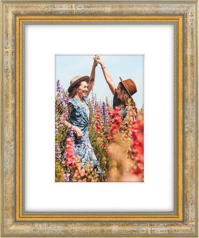 Space Art Deco, 11x14 Ornate Picture Frame for 8x10 Photo with White Mat, High Definition Real Glass for Wall Mounting (Vintage Gold, 1 Pack) in Saudi Arabia