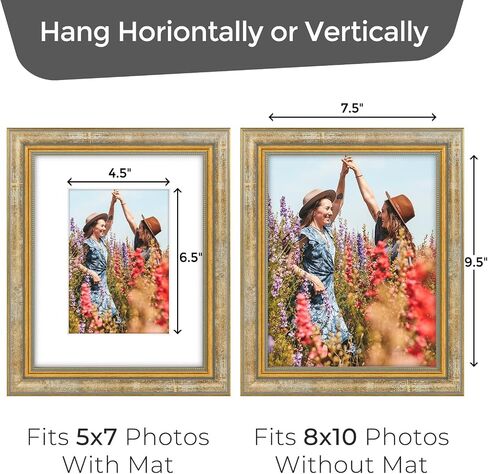 Space Art Deco, 11x14 Ornate Picture Frame for 8x10 Photo with White Mat, High Definition Real Glass for Wall Mounting (Vintage Gold, 1 Pack) in Saudi Arabia