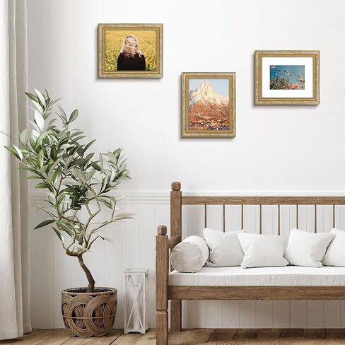 Space Art Deco, 11x14 Ornate Picture Frame for 8x10 Photo with White Mat, High Definition Real Glass for Wall Mounting (Vintage Gold, 1 Pack) in Saudi Arabia