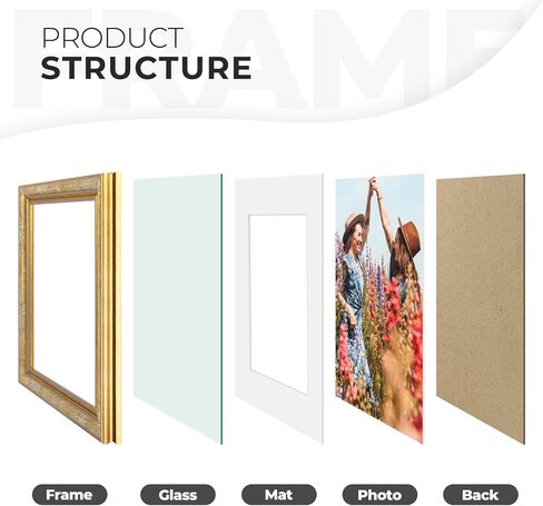 Space Art Deco, 11x14 Ornate Picture Frame for 8x10 Photo with White Mat, High Definition Real Glass for Wall Mounting (Vintage Gold, 1 Pack) in Saudi Arabia