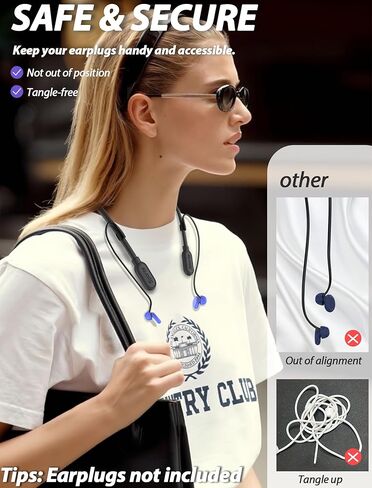 HALLEAST 5 Pack Earplugs Cord, Anti-Lost Earplug Lanyard Neckband, Safety Connector Strap, Black in Saudi Arabia