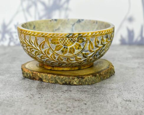 خدمة الحجر الصابوني المنحوت، مبخرة البخور، التنظيف، المريمية المحترقة، وعاء التلطخ 5 بوصة × 2 بوصة - متعدد الأغراض (شجرة الحياة 2) in Kuwait