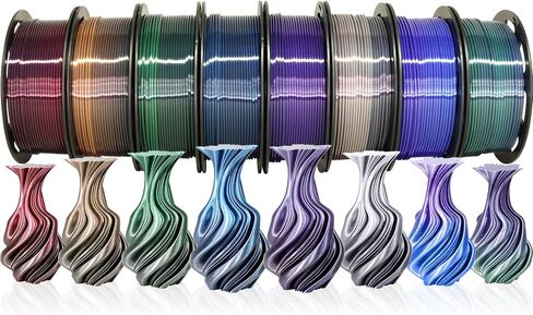 2 Color Change 3D Printer Filament 8 Spools Bundle: Silk Purple to Blue, White to Green, Red to Gold, Red to Black, White to Black, Black to Green, White to Red, Black to Purple, 250g x 8 Spools in Saudi Arabia