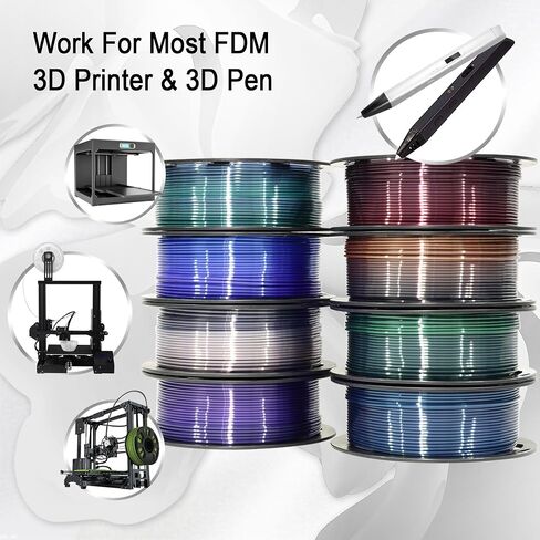 2 Color Change 3D Printer Filament 8 Spools Bundle: Silk Purple to Blue, White to Green, Red to Gold, Red to Black, White to Black, Black to Green, White to Red, Black to Purple, 250g x 8 Spools in Saudi Arabia