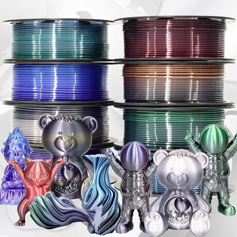 2 Color Change 3D Printer Filament 8 Spools Bundle: Silk Purple to Blue, White to Green, Red to Gold, Red to Black, White to Black, Black to Green, White to Red, Black to Purple, 250g x 8 Spools in Saudi Arabia