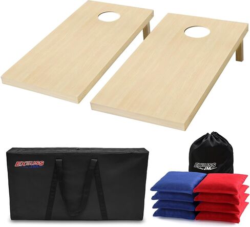 JMEXSUSS Premium Solid Wood Cornhole Board Set Regulation Size, 4ft x 2ft Cornhole Set with 8 Bean Bags and Carrying Case, Corn Hole Game Boards for Outdoor Toss Game in Saudi Arabia
