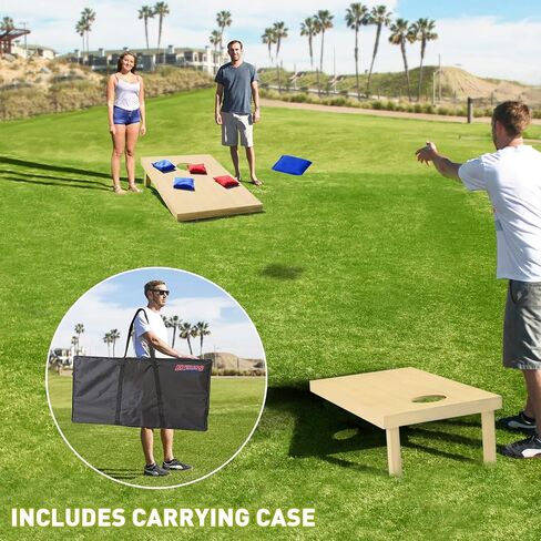 JMEXSUSS Premium Solid Wood Cornhole Board Set Regulation Size, 4ft x 2ft Cornhole Set with 8 Bean Bags and Carrying Case, Corn Hole Game Boards for Outdoor Toss Game in Saudi Arabia