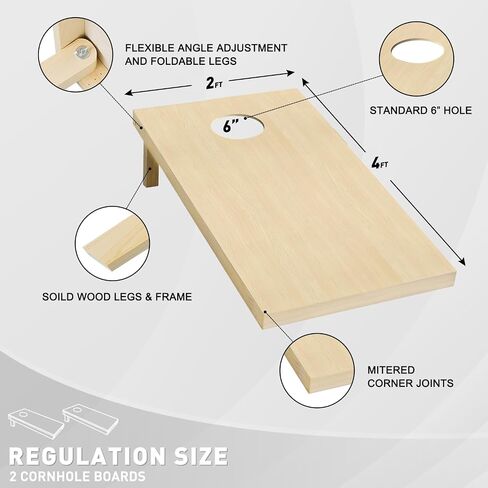 JMEXSUSS Premium Solid Wood Cornhole Board Set Regulation Size, 4ft x 2ft Cornhole Set with 8 Bean Bags and Carrying Case, Corn Hole Game Boards for Outdoor Toss Game in Saudi Arabia