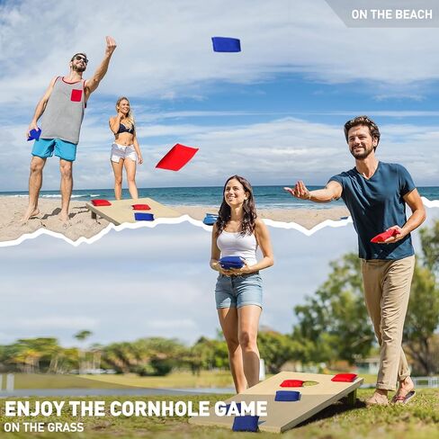 JMEXSUSS Premium Solid Wood Cornhole Board Set Regulation Size, 4ft x 2ft Cornhole Set with 8 Bean Bags and Carrying Case, Corn Hole Game Boards for Outdoor Toss Game in Saudi Arabia
