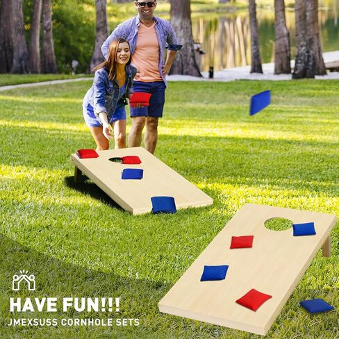 JMEXSUSS Premium Solid Wood Cornhole Board Set Regulation Size, 4ft x 2ft Cornhole Set with 8 Bean Bags and Carrying Case, Corn Hole Game Boards for Outdoor Toss Game in Saudi Arabia