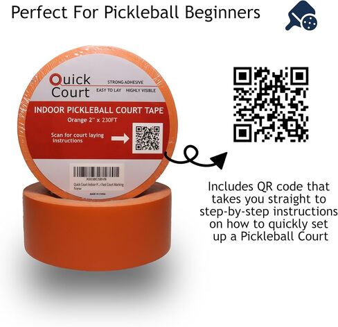 Indoor Pickleball Court Marking Tape, The Complete Pickleball Court Marking Kit - 2'' x 230FT, Pickleball Court Tape with Instructions Included for Fast Court Marking in Saudi Arabia