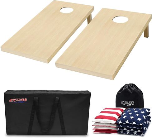 JMEXSUSS Premium Solid Wood Cornhole Board Set Regulation Size, 4ft x 2ft Cornhole Set with 8 Bean Bags and Carrying Case, Corn Hole Game Boards for Outdoor Toss Game in Saudi Arabia