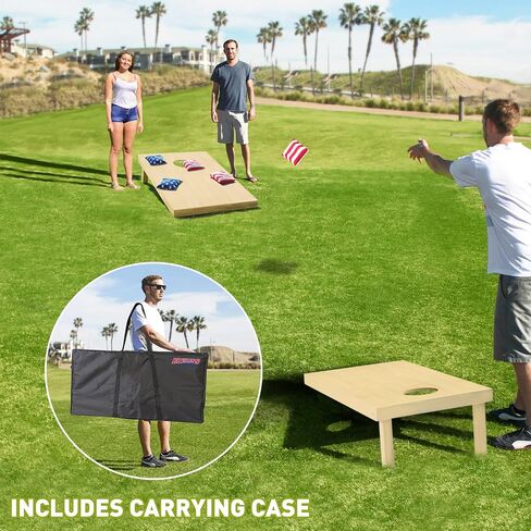 JMEXSUSS Premium Solid Wood Cornhole Board Set Regulation Size, 4ft x 2ft Cornhole Set with 8 Bean Bags and Carrying Case, Corn Hole Game Boards for Outdoor Toss Game in Saudi Arabia