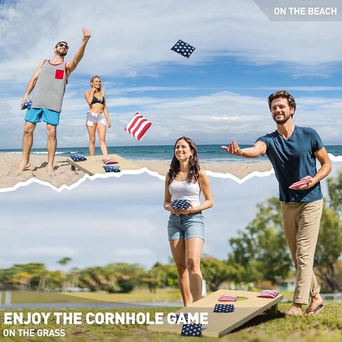 JMEXSUSS Premium Solid Wood Cornhole Board Set Regulation Size, 4ft x 2ft Cornhole Set with 8 Bean Bags and Carrying Case, Corn Hole Game Boards for Outdoor Toss Game in Saudi Arabia