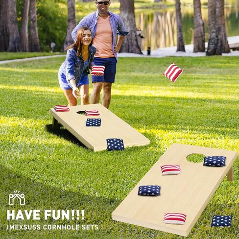 JMEXSUSS Premium Solid Wood Cornhole Board Set Regulation Size, 4ft x 2ft Cornhole Set with 8 Bean Bags and Carrying Case, Corn Hole Game Boards for Outdoor Toss Game in Saudi Arabia
