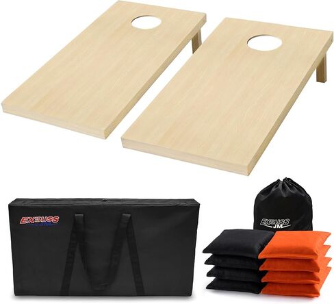 JMEXSUSS Premium Solid Wood Cornhole Board Set Regulation Size, 4ft x 2ft Cornhole Set with 8 Bean Bags and Carrying Case, Corn Hole Game Boards for Outdoor Toss Game in Saudi Arabia