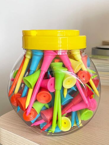Medeer Golf Tees Pack of 100, Golfing Tees Size 3-1/4 inch,Tall Golf Tees Bulk Reduce Side Spin and Friction, Durable Plastic Golf Tees Unbreakable Long Tall Golf Tees Assorted Colors, 3.25" in Saudi Arabia