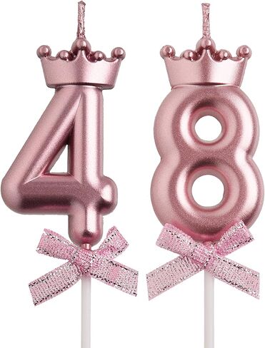 48th 84th Birthday Candles, Rose Gold 84 48 Year Old Cake Topper Number Birthday Candles, Birthday Party Decorations Gifts for Women Men in Saudi Arabia