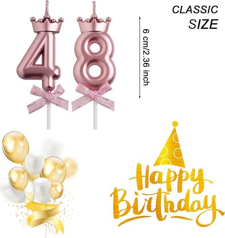 48th 84th Birthday Candles, Rose Gold 84 48 Year Old Cake Topper Number Birthday Candles, Birthday Party Decorations Gifts for Women Men in Saudi Arabia