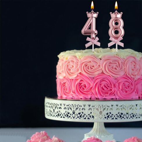 48th 84th Birthday Candles, Rose Gold 84 48 Year Old Cake Topper Number Birthday Candles, Birthday Party Decorations Gifts for Women Men in Saudi Arabia