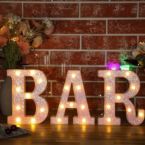 3 Pieces Light up Bar Sign Bar Letters Lighted Illuminated Bar LED Signs Bar Letters with Lights Marquee Letter Sign Lights Battery Operated Bar Sign Light Accessories Party Birthday Wedding in Saudi Arabia