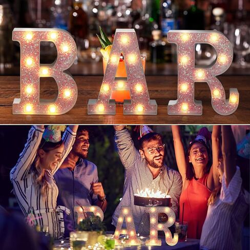 3 Pieces Light up Bar Sign Bar Letters Lighted Illuminated Bar LED Signs Bar Letters with Lights Marquee Letter Sign Lights Battery Operated Bar Sign Light Accessories Party Birthday Wedding in Saudi Arabia