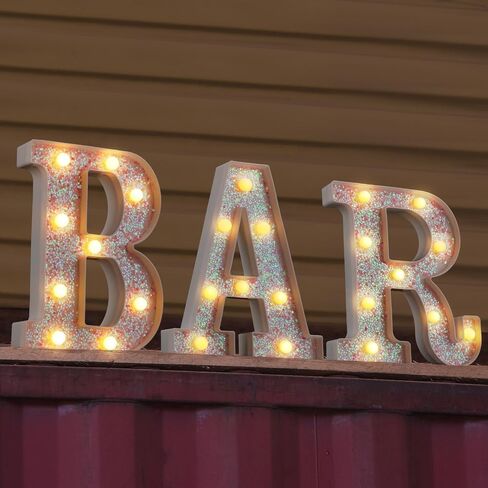 3 Pieces Light up Bar Sign Bar Letters Lighted Illuminated Bar LED Signs Bar Letters with Lights Marquee Letter Sign Lights Battery Operated Bar Sign Light Accessories Party Birthday Wedding in Saudi Arabia