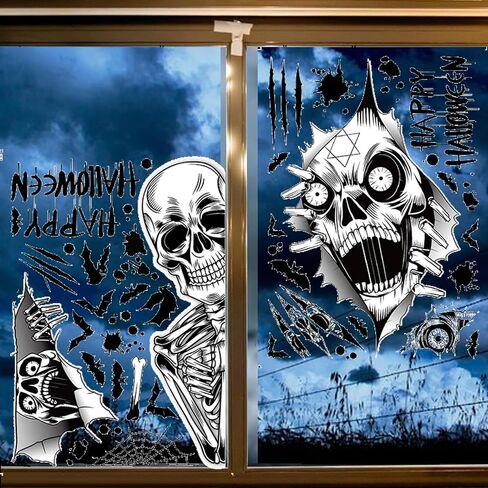 Halloween Windows Clings for Halloween Decoration 4 sheets/78pcs, Garlvaso Double Side Halloween Window Stickers Set Halloween Decor, Removable Window Decals for Halloween Party Decorations in Saudi Arabia