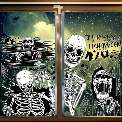 Halloween Windows Clings for Halloween Decoration 4 sheets/78pcs, Garlvaso Double Side Halloween Window Stickers Set Halloween Decor, Removable Window Decals for Halloween Party Decorations in Saudi Arabia
