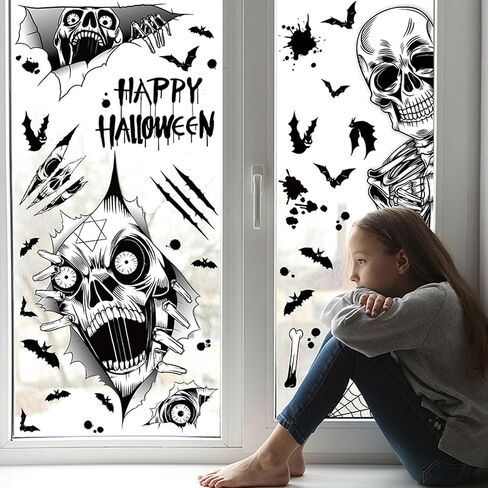 Halloween Windows Clings for Halloween Decoration 4 sheets/78pcs, Garlvaso Double Side Halloween Window Stickers Set Halloween Decor, Removable Window Decals for Halloween Party Decorations in Saudi Arabia